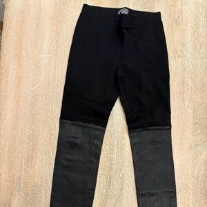 Vince Black Leather Panel Leggings XS Lamb Leather Trim